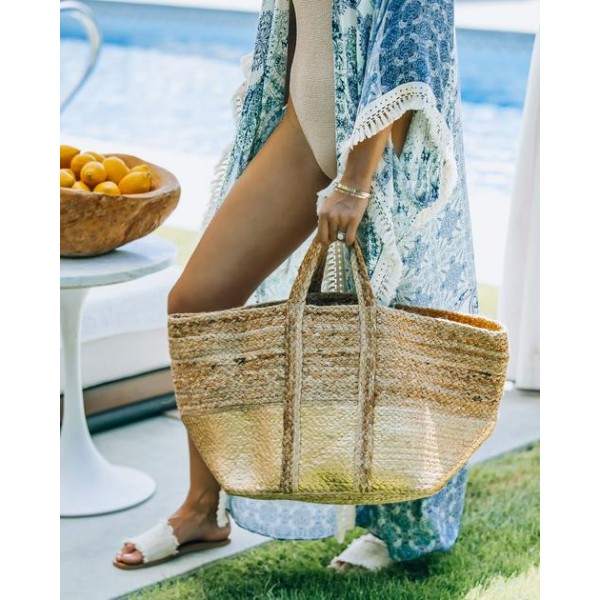 Dipped In Gold Braided Jute Tote Bag