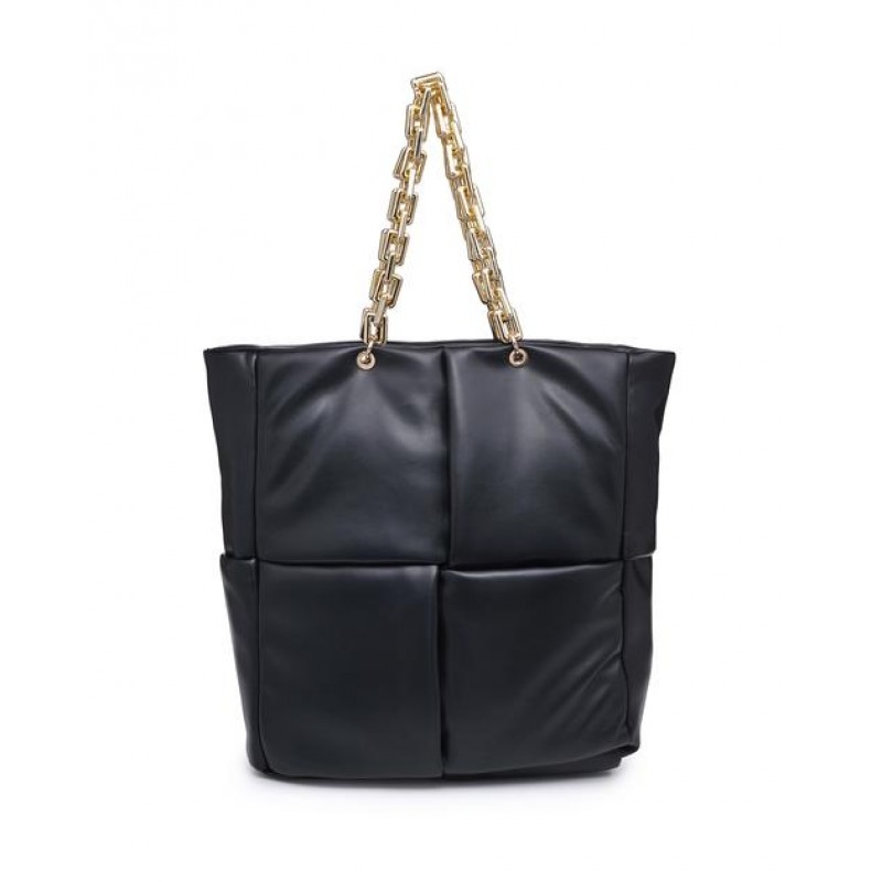 Unfold Padded Chain Tote Bag - Black
